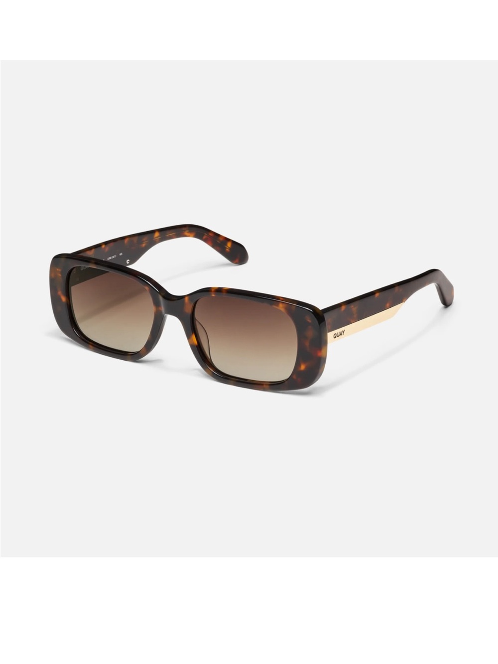 New Quay Tortoiseshell Rectangular Sunglasses with Brown Gradient Lenses